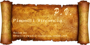 Pimpedli Vincencia névjegykártya